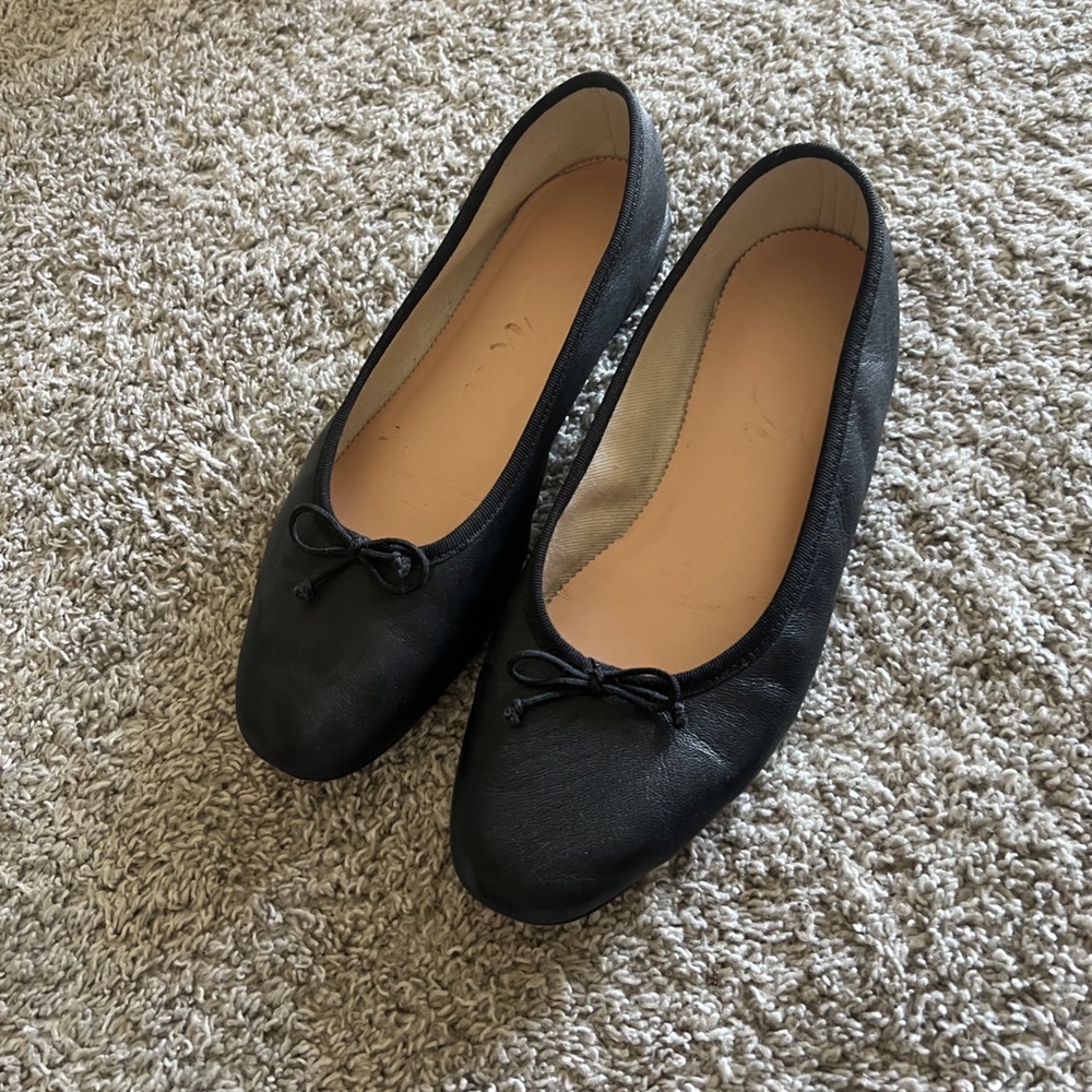 J. Crew Black Leather Flats